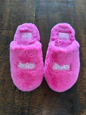Barbie Hot Pink Plush Slide Slippers